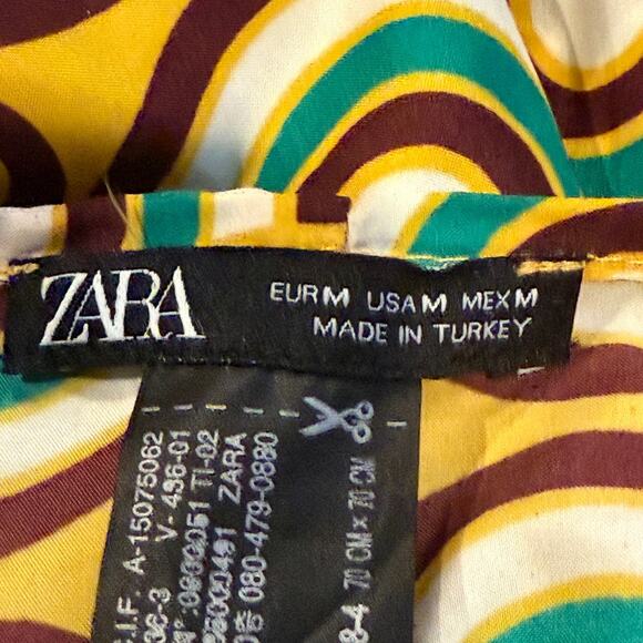 Zara Pareo Sarong Wrap Skirt Front Knot Self Closure Lightweight M Green Yellow - Picture 11 of 16